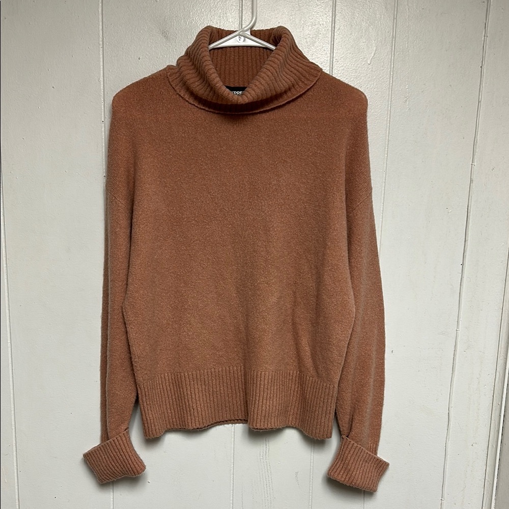 Express Wool Blend Relaxed Fit Soft Turtleneck Sweater Peach Pink S(CLEARANCE)